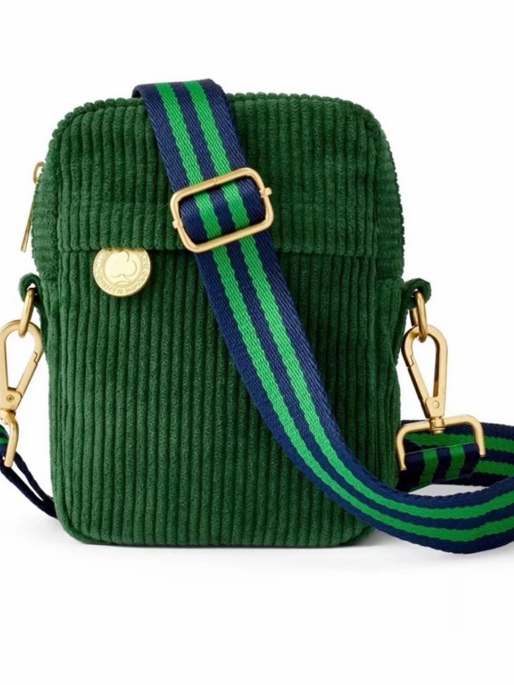 Rowing Blazers Dark Green Corduroy Crossbody with Striped Strap